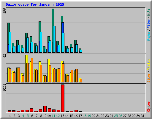 Daily usage for January 2025